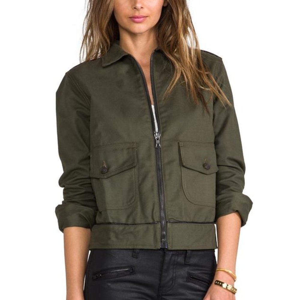 Rag & Bone Military Jacket with Leather Trim